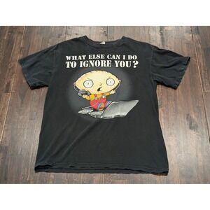Vintage Y2K Family Guy Stewie Griffin T-Shirt Mens M Black Alstyle Tee‎ 2008